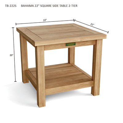 BAHAMA 22″ SQUARE SIDE TABLE 2-TIER