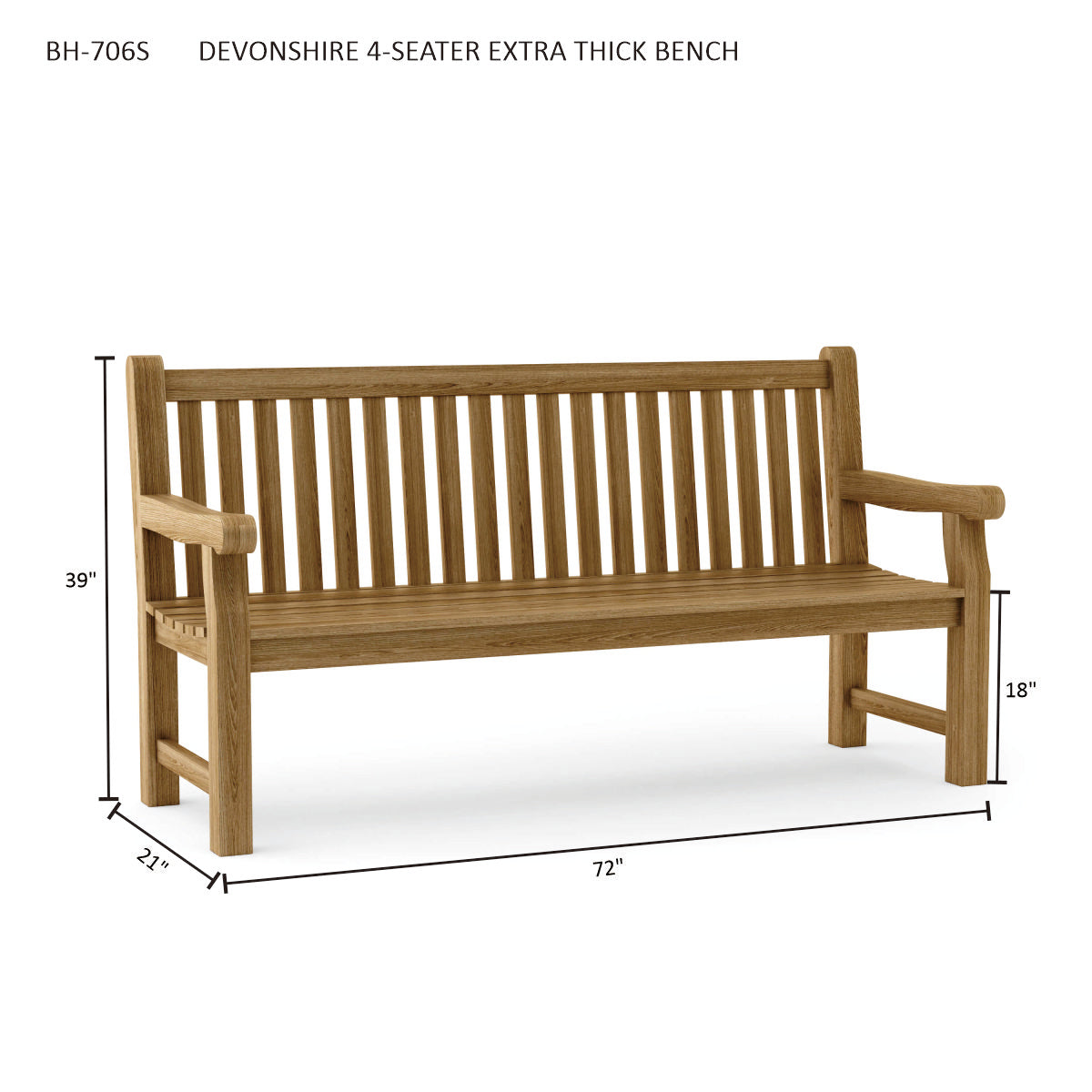 DEVONSHIRE 4-SEATER EXTRA THICK BENCH