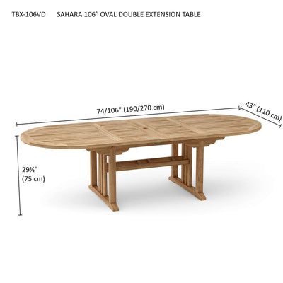 SAHARA 106″ OVAL DOUBLE EXTENSION TABLE