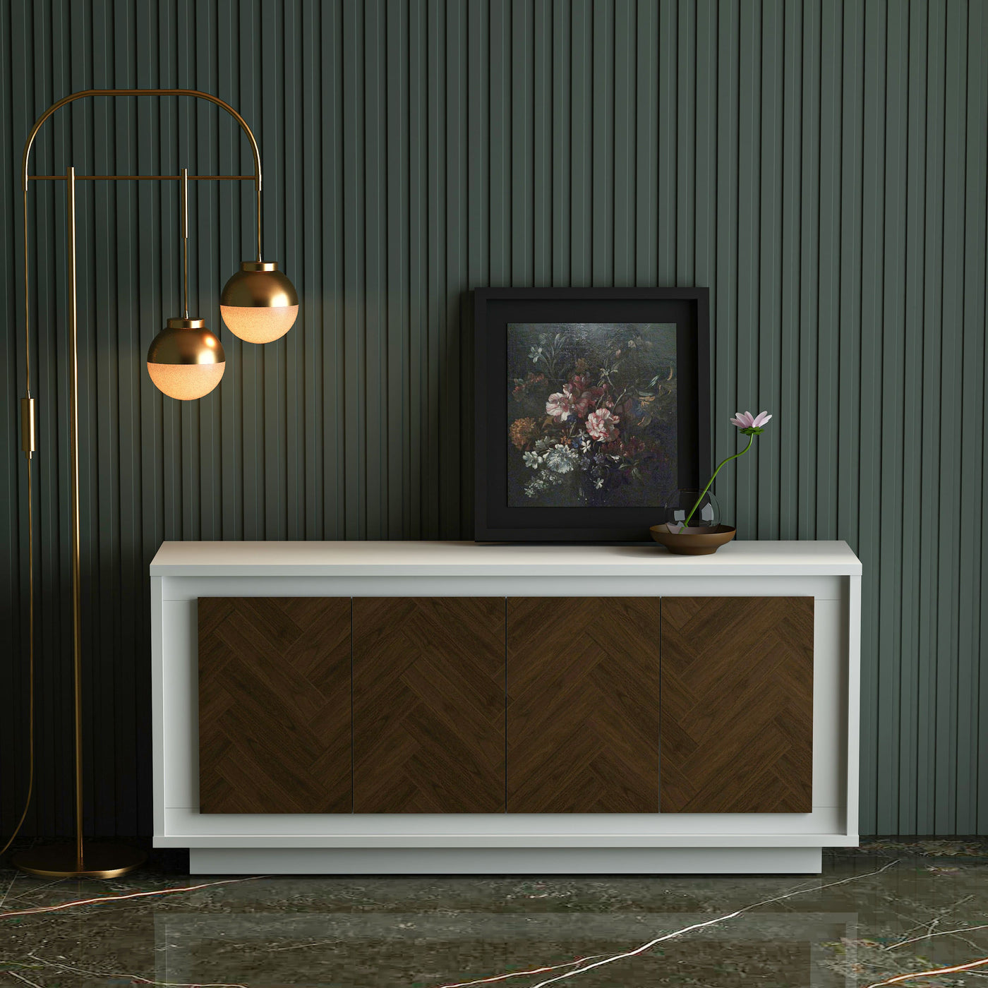 PARAGGI SIDEBOARD (WHITE & MAHOGANY)