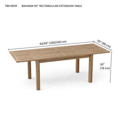 BAHAMA 95″ RECTANGULAR EXTENSION TABLE