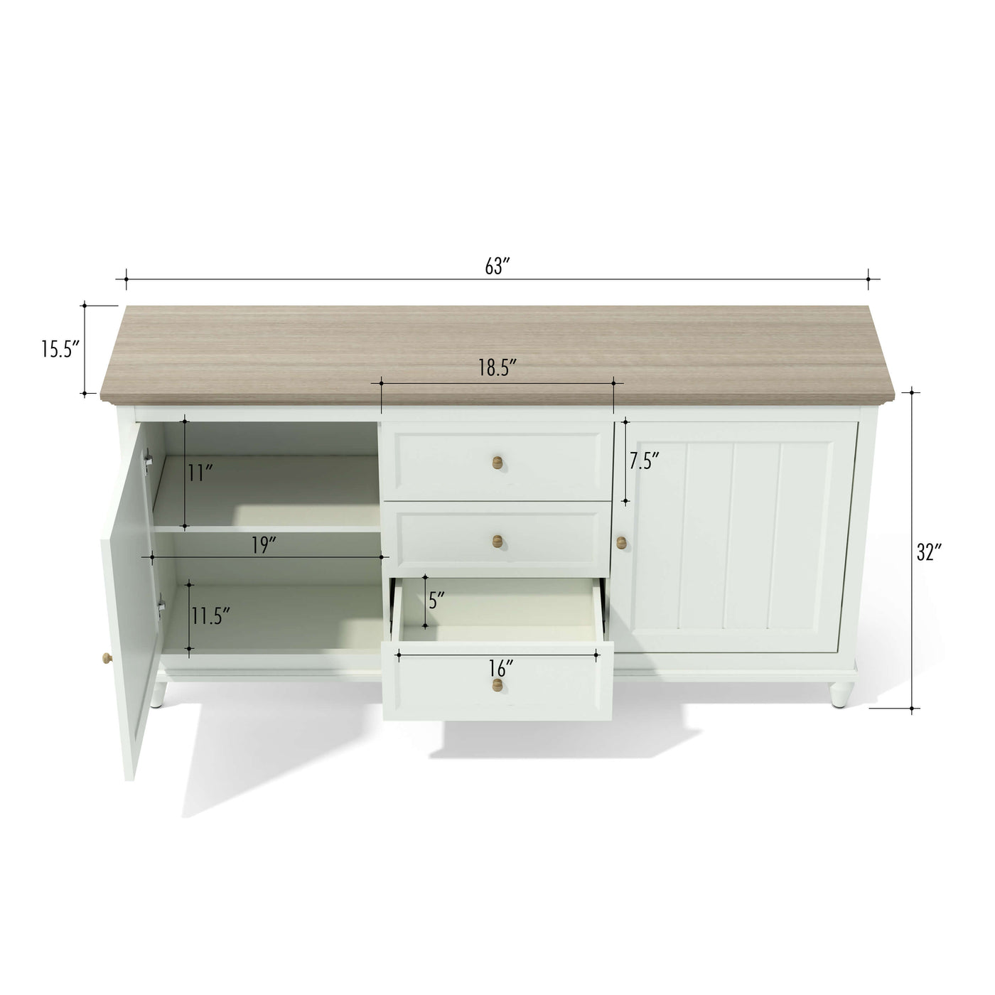 Chenon Sideboard – White & Brown