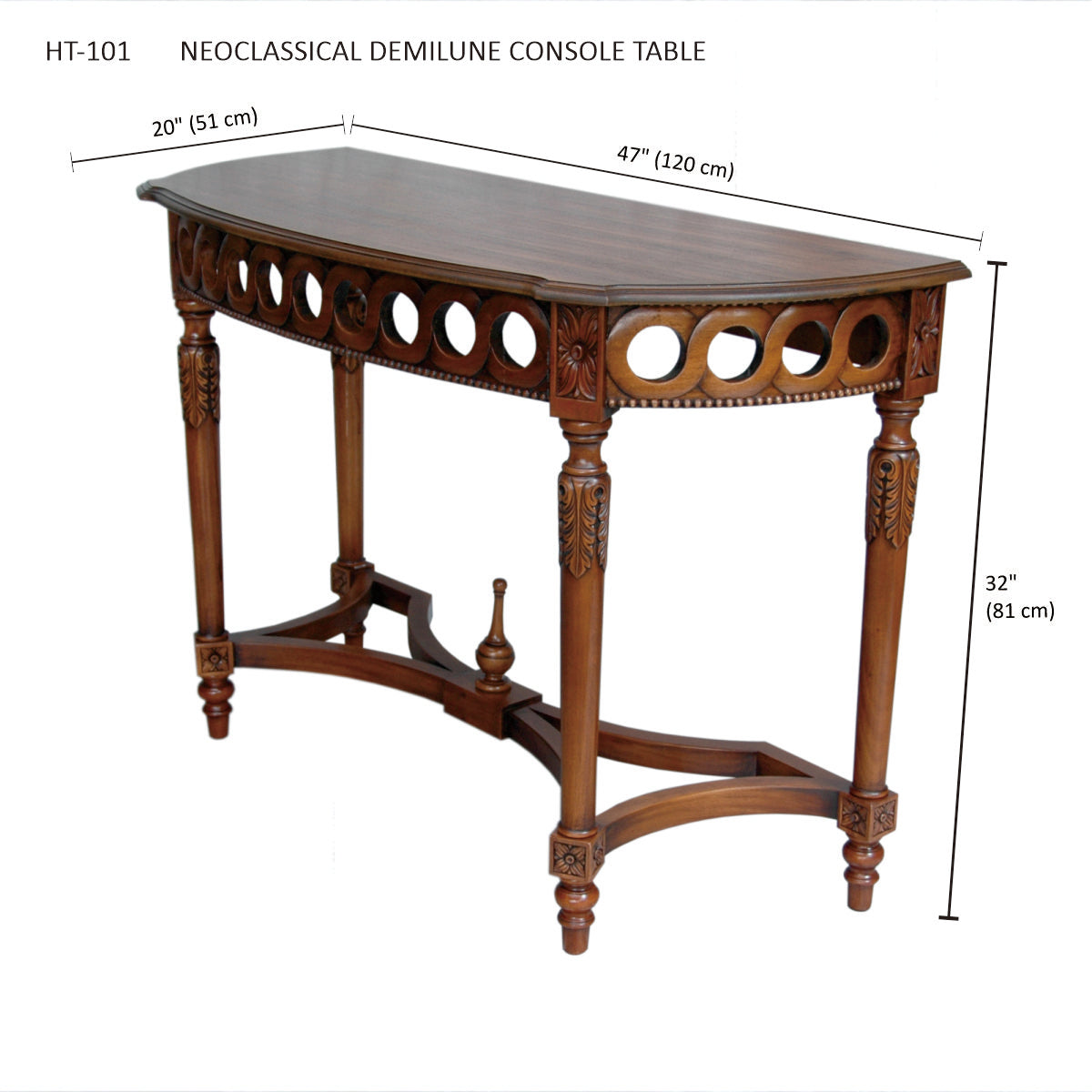NEOCLASSICAL DEMILUNE CONSOLE TABLE