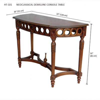 NEOCLASSICAL DEMILUNE CONSOLE TABLE
