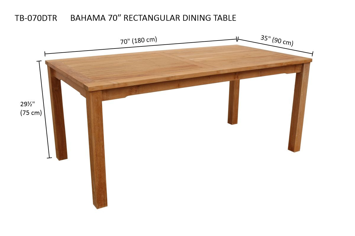 BAHAMA 70″ RECTANGULAR DINING TABLE