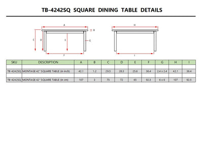 MONTAGE 42″ SQUARE TABLE