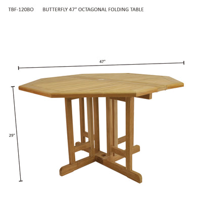 BUTTERFLY 47″ OCTAGONAL FOLDING TABLE