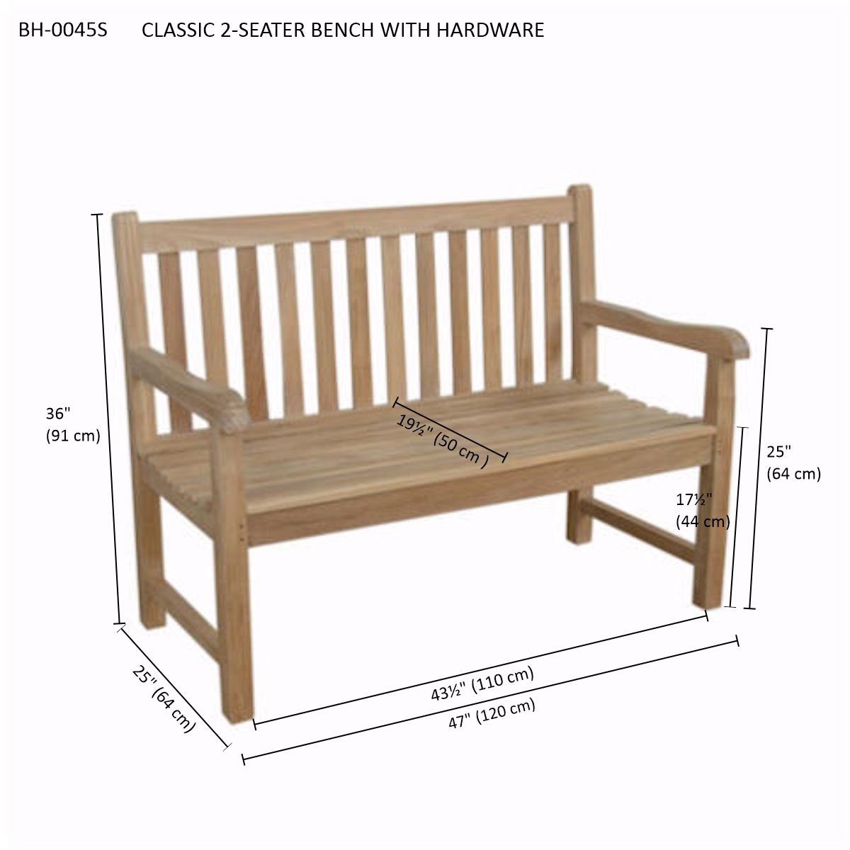 CLASSIC 2-SEATER BENCH WITH HARDWARE