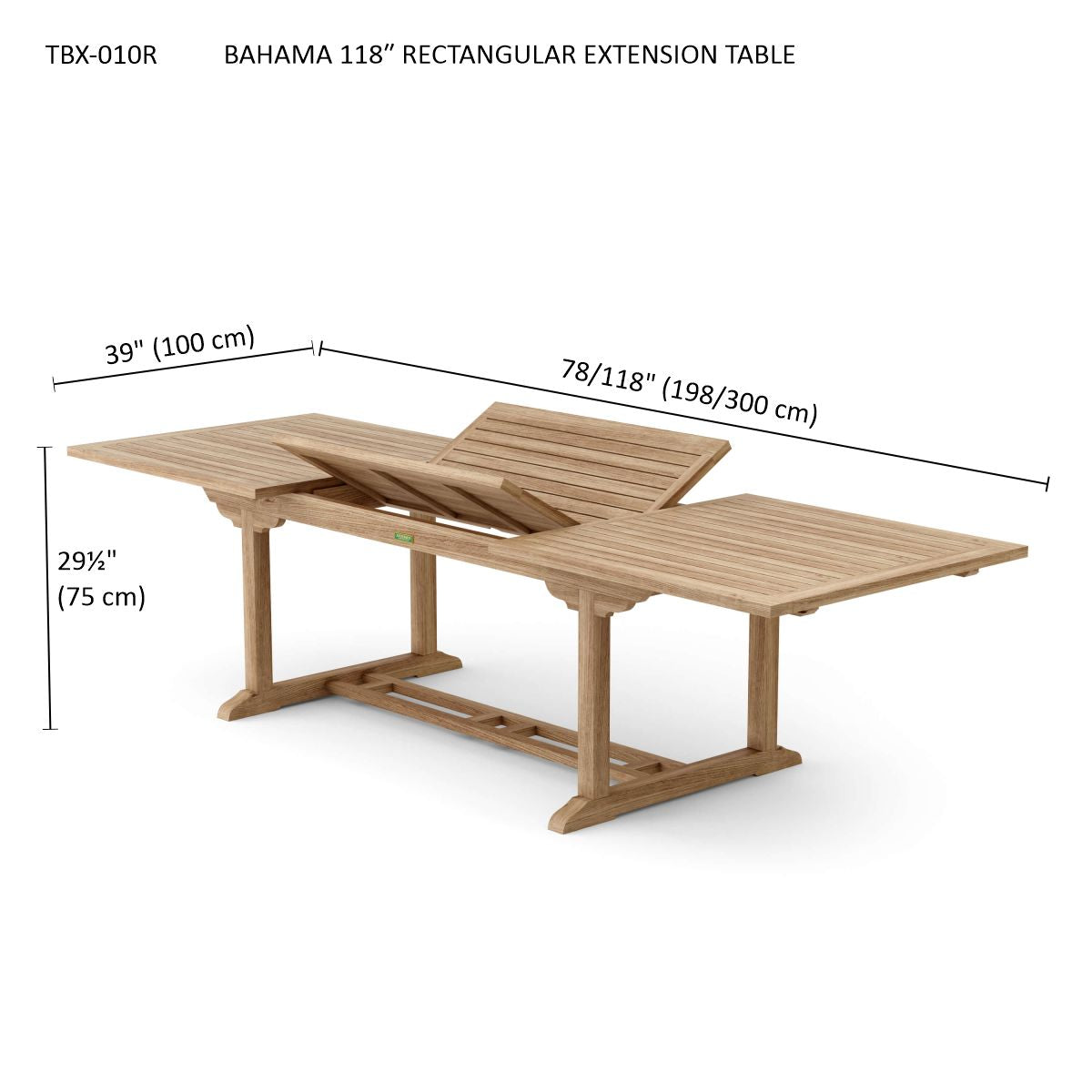 BAHAMA 118″ RECTANGULAR EXTENSION TABLE