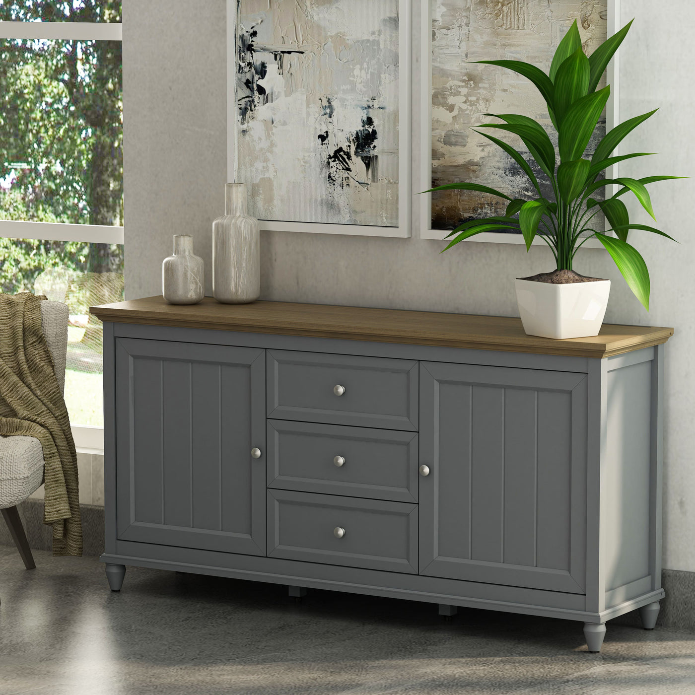 Chenon Sideboard - Grey & Brown