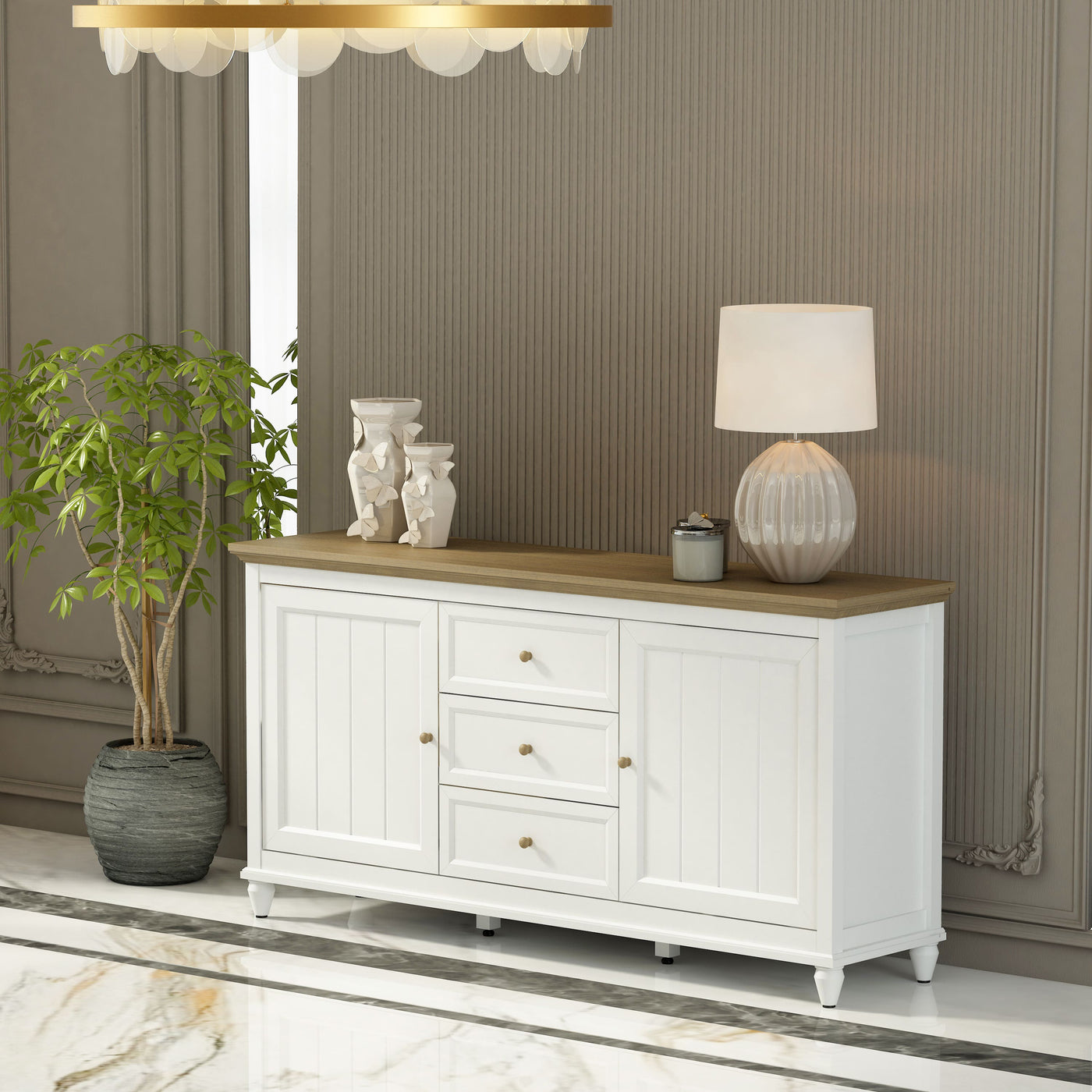 Chenon Sideboard – White & Brown