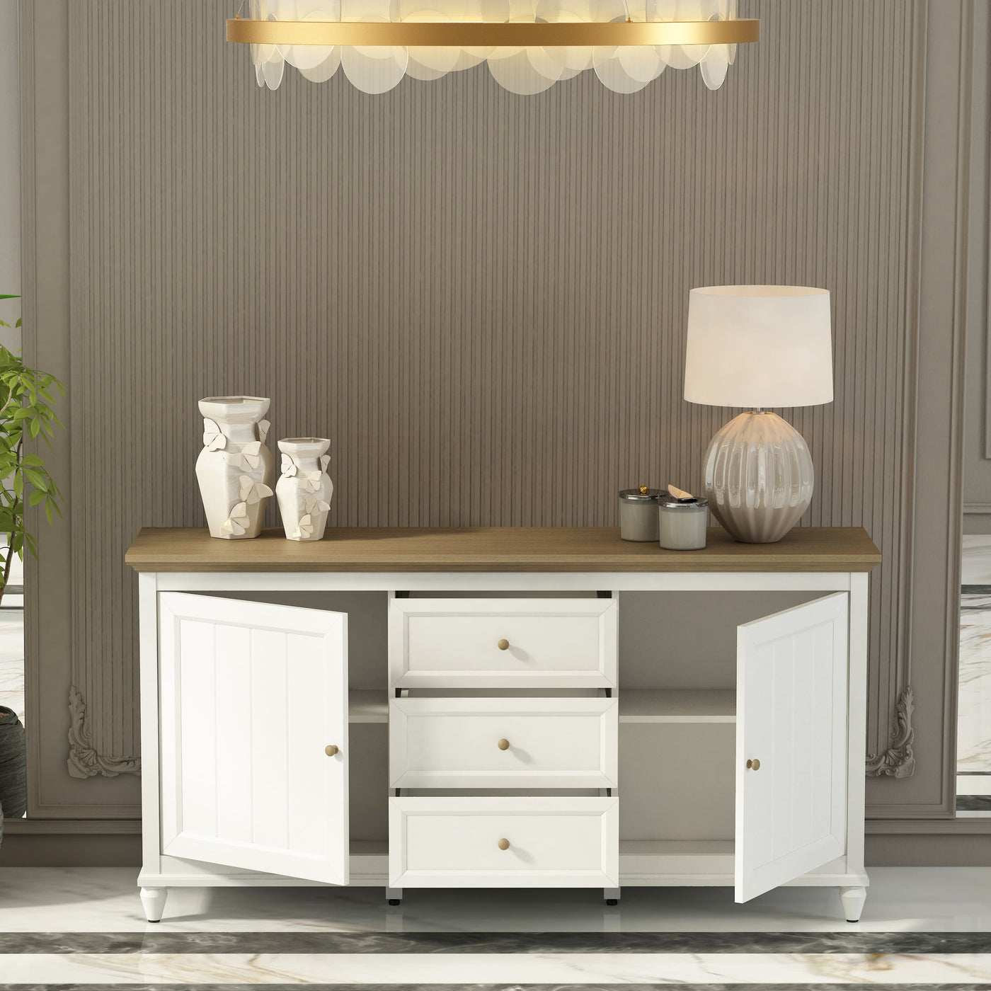 Chenon Sideboard – White & Brown