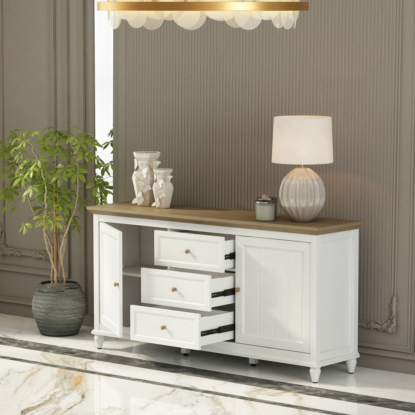 Chenon Sideboard – White & Brown