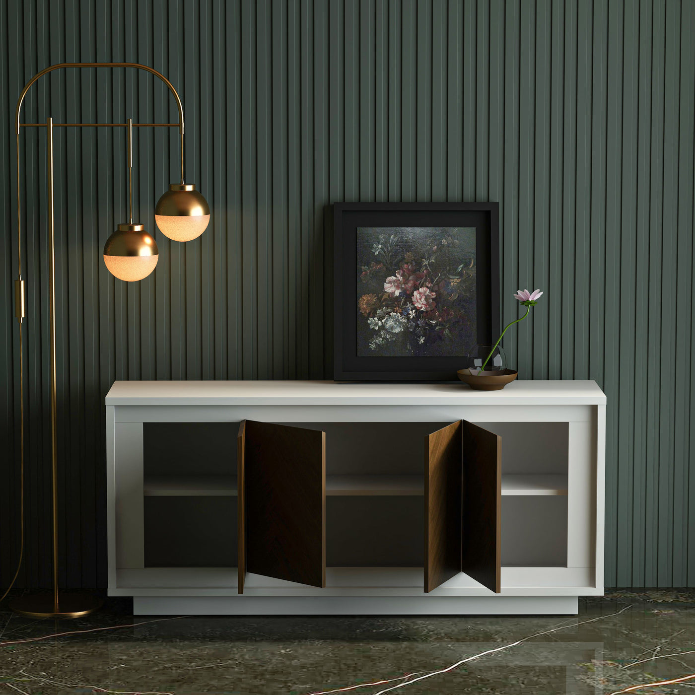 PARAGGI SIDEBOARD (WHITE & MAHOGANY)