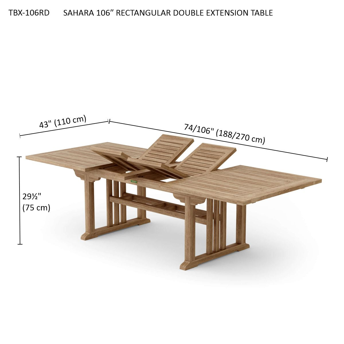SAHARA 106″ RECTANGULAR DOUBLE EXTENSION TABLE