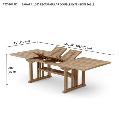 SAHARA 106″ RECTANGULAR DOUBLE EXTENSION TABLE