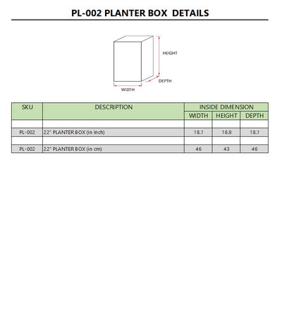 22″ PLANTER SQUARE BOX