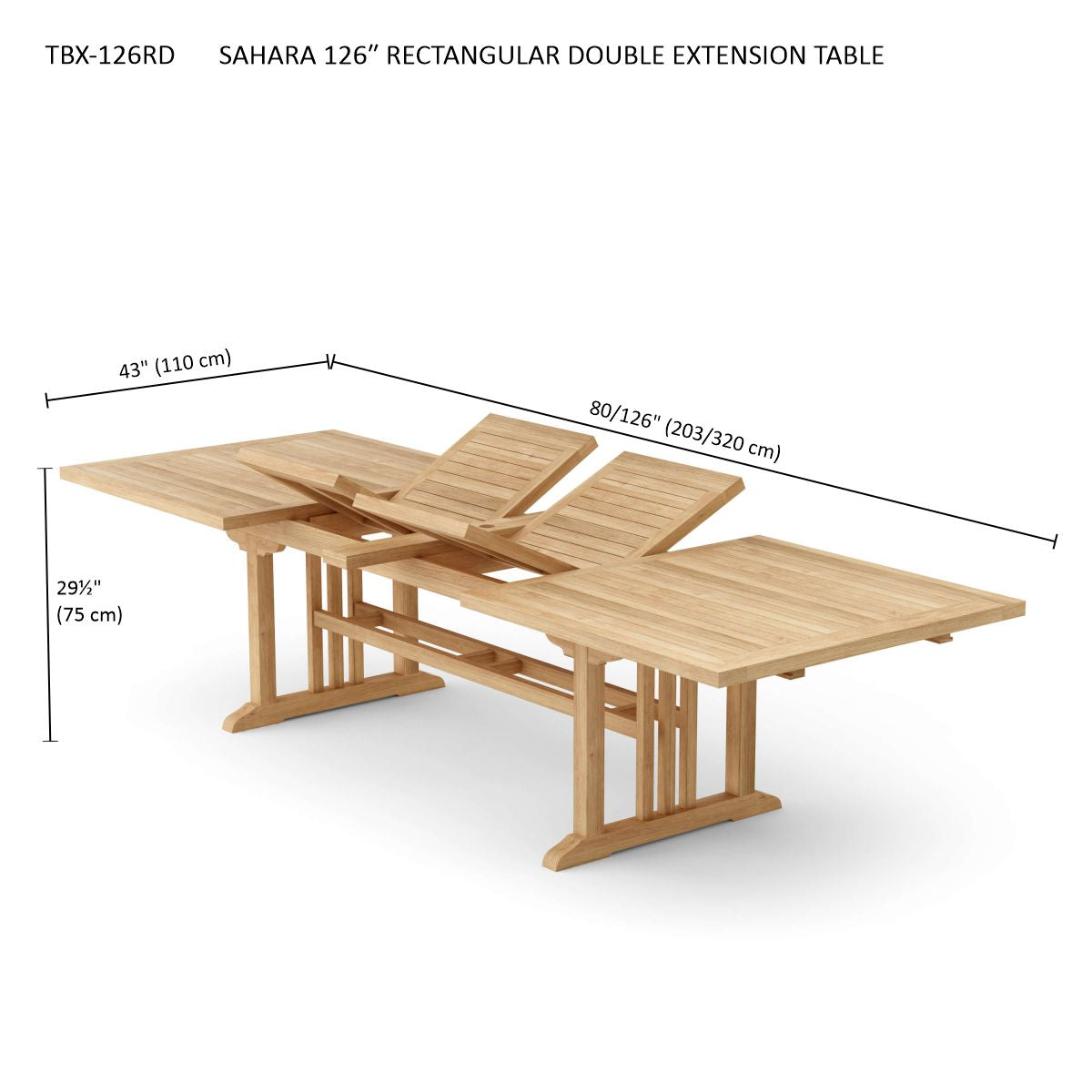 SAHARA 126″ RECTANGULAR DOUBLE EXTENSION TABLE
