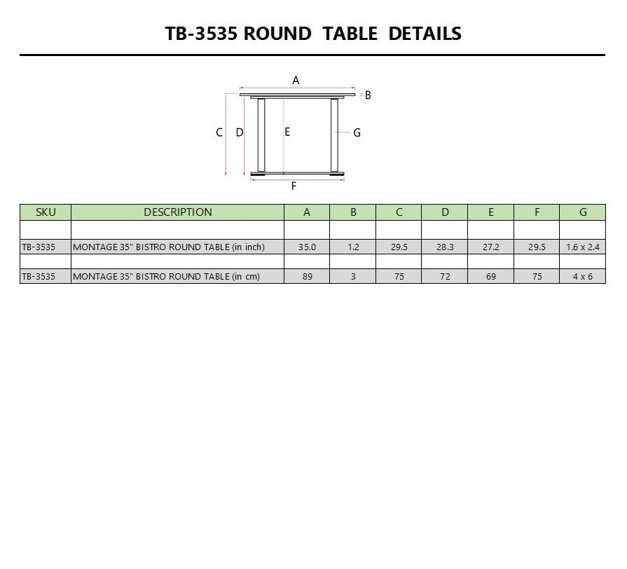 MONTAGE 35″ ROUND BISTRO TABLE