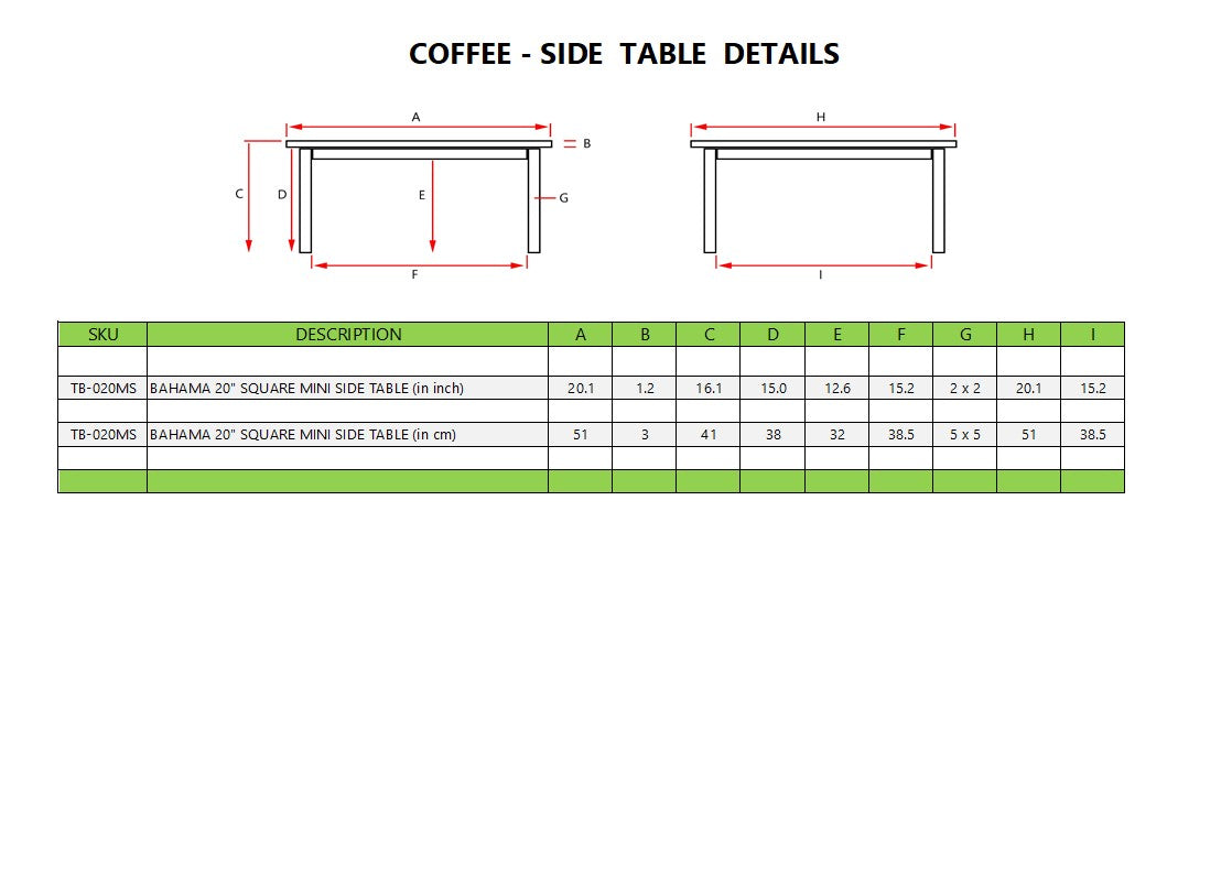 BAHAMA 20″ MINI SIDE TABLE