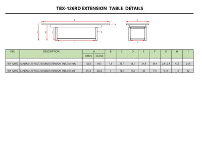 SAHARA 126″ RECTANGULAR DOUBLE EXTENSION TABLE