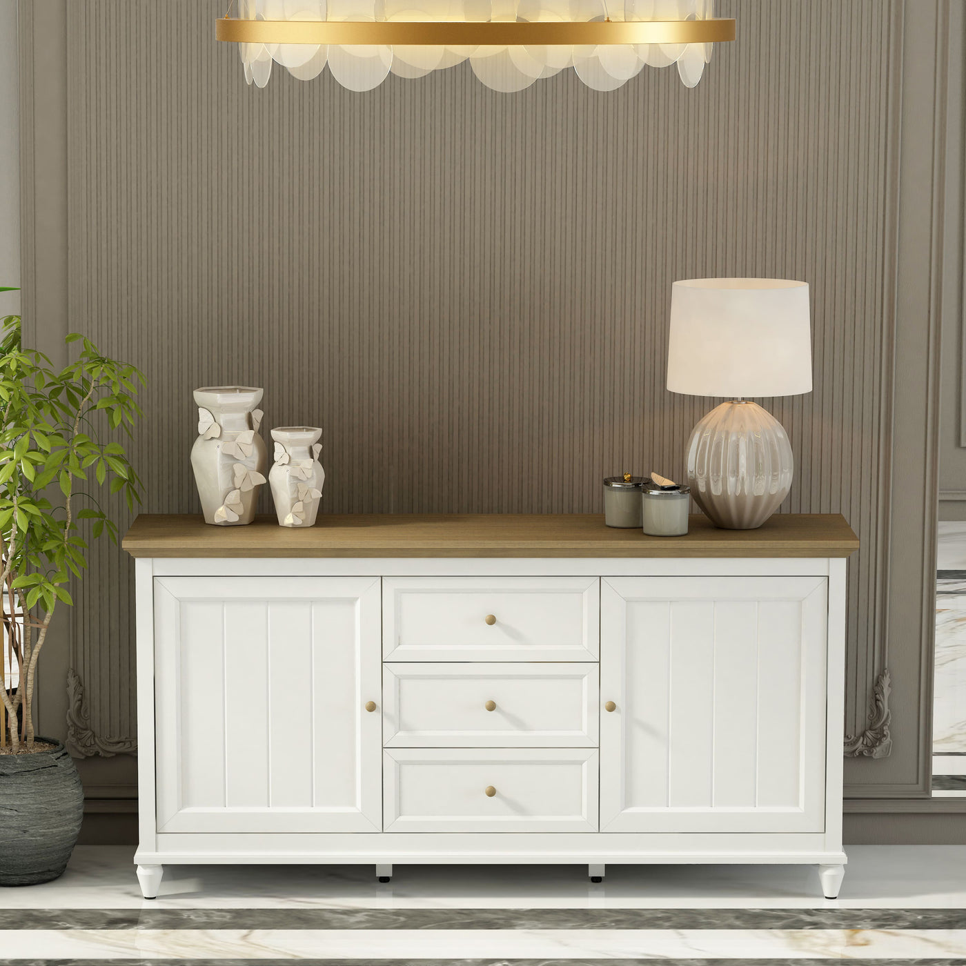 CHENON SIDEBOARD – WHITE & BROWN