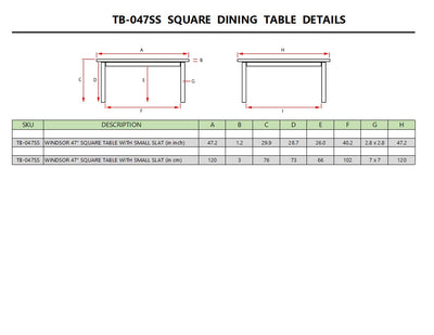 WINDSOR 47″ SQUARE TABLE