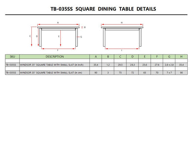 WINDSOR 35″ SQUARE BISTRO TABLE