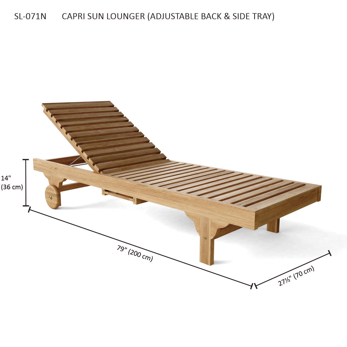 CAPRI SUN LOUNGER (ADJUSTABLE BACK & SIDE TRAY)