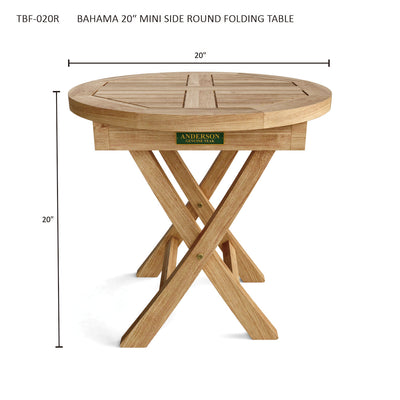 BAHAMA 20″ MINI SIDE ROUND FOLDING TABLE